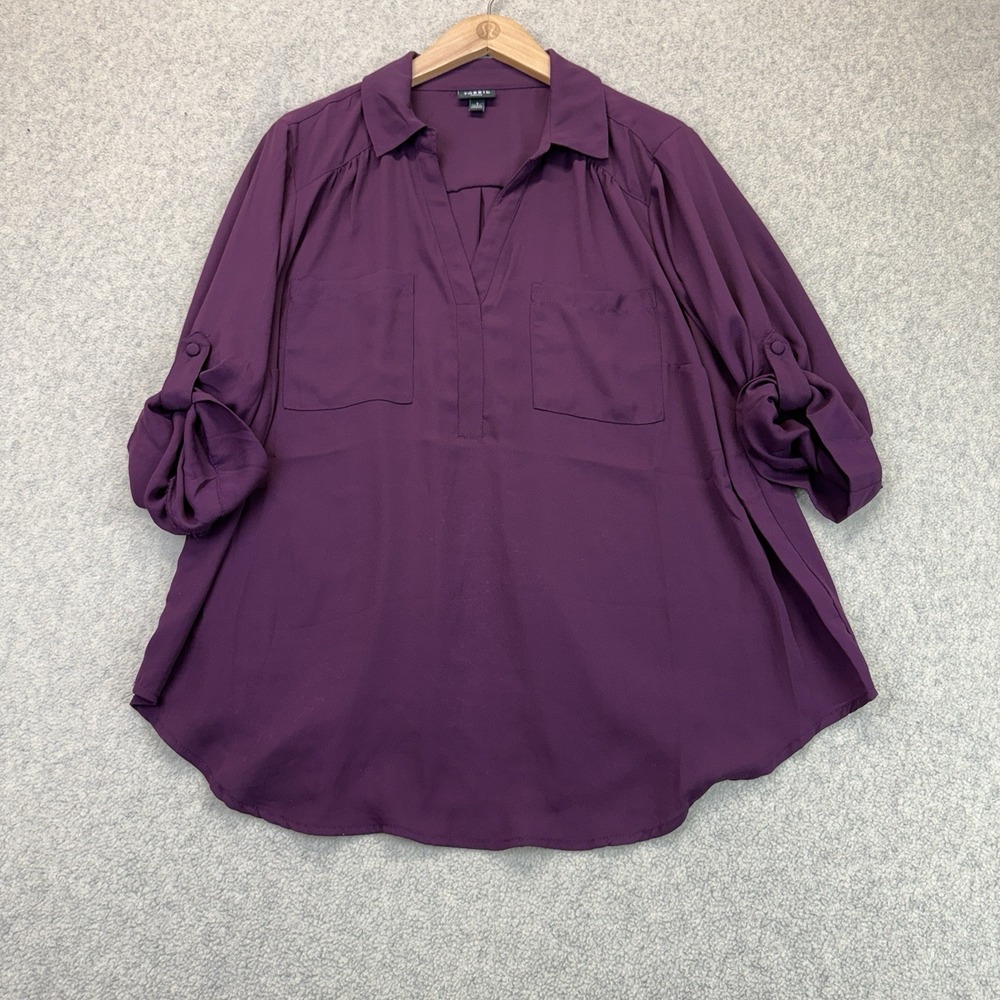 Torrid Women's Purple Harper Pullover Blouse with Pockets Size 1